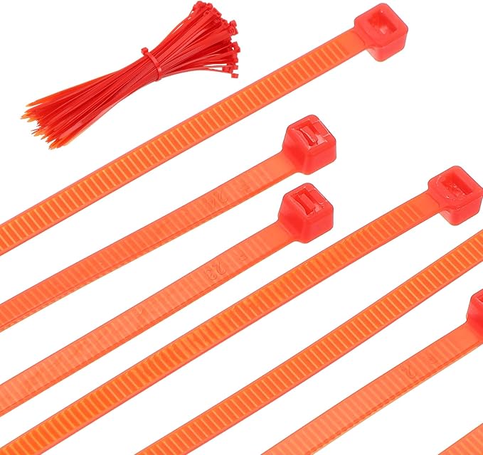 PATIKIL Cable Zip Ties 10 Inch, 100 Pcs Self-Locking Nylon Wire Tie Wraps Heavy Duty Cord Management with 50 lbs Tensile Strength for Indoor and Outdoor, Red (0.2" W)