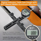 Neoteck 0-1'' Digital Dial Indicator Table Saw Gauge Suitable for Table Saws with a Groove Width of 3/4" (19mm) or More for Aligning and Calibrating Work,Shop Machinery,Band Saw and Drill Press-Black