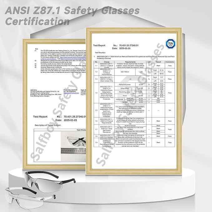 Safety Glasses for Men Women ANSI Z87.1 Safety Glasses Bulk Protective Eyewear Scratch-Resistant
