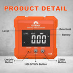 Digital Angle Finder, Digital Level Angle Gauge with Backlight & Magnetic Base Compact Digital Protractor Angle Measuring Tool Inclinometer for Woodworking Construction Table Saw Gift for Men