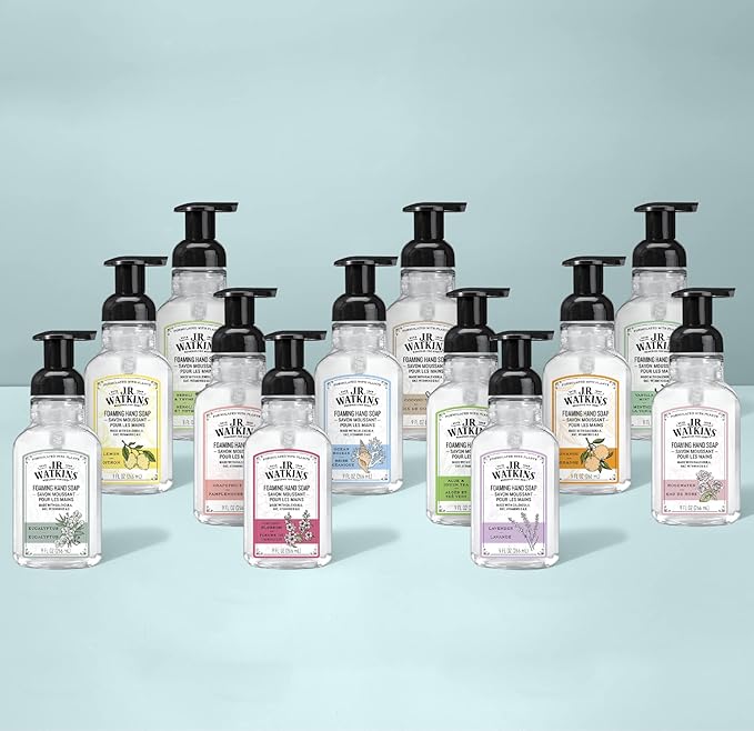 J.R. Watkins Foaming Hand Soap with Pump Dispenser, Moisturizing Foam Hand Wash, All Natural, Alcohol-Free, Cruelty-Free, USA Made, Ocean Breeze, 9 fl oz, 3 Pack