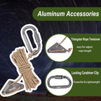 Hikeman 4 Pack Camping Rope with Locking Carabiner Clip,4mm Reflective Guy Lines with Triangular Guyline Adjuster Tensioner,Nylon Cord for Tent Tarp Tie Down,Hiking,Backpacking (White)