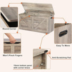 39.4" Storage Chest, Wooden Storage Bench, Large Storage Trunk with 2 Safety Hinges, Entryway Shoes Bench for Living Room, Bedroom, Grey
