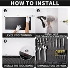 Pegboard Wall Organizer Metal Pegboard Panels Garage Peg Board Tool Organization, 3 Pack 24x12 inch Garage Peg Boards for Wall, Large Steel Black Pegboard Tool Board