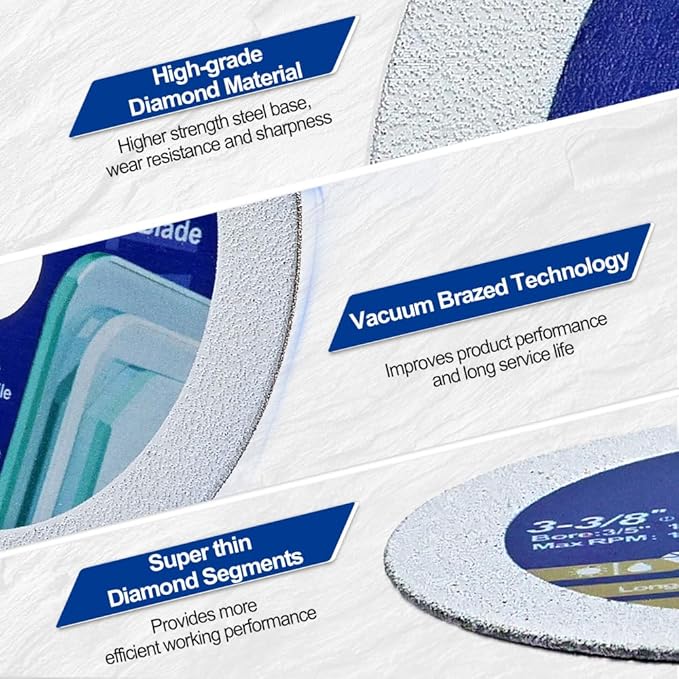 SHDIATOOL Diamond Glass Cutting Disc 4-Inch Saw Blade, Ultra-Thin Cut Off Wheel for Tile Ceramic Porcelain Marble 100mm (5 of Pack)