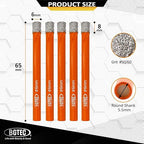Dry Diamond Drill Bit Set,BGTEC 5pcs 1/4" 6mm Hole Saw for Granite,Marble,Masonry, Concrete, Tile/Ceramic, Glass, Hard Plastic,Vacuum Brazed Diamond Core Drill Bit Kit