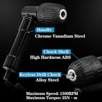 Cordless Right Angle Drill Adapter, 90 Degree Adapter Drill 8mm Hex Shank Power Tool Attachment (Chuck Range: 0.8mm-10mm)