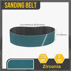 4 x 36 Inch Sanding Belt, 8 Pcs 120 Grit Zirconia Knife Sharpener Belts Work Sharpening for Belt Sander Knife Carving Tool Metal Working