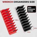 40PCS Modular Wrench Organizer - Wrench Tool Organizers for Tool Drawer Storage, Wrench Storage Set with Metric & SAE Label, Wrenches Rack Tool Gift for Professional Mechanics Men, Black & Red