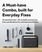 HOTO 40-Piece Tool Kit, Household Essentials tool set w/Smart Electric Screwdriver (LED, 3 Torque) + 14 Tools & 26 Accessories | Pro-Grade Compact Organizer for Home, Dorm Repairs, DIY