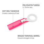 Wirefy 150 PCS Heat Shrink Ring Terminals #8 - a Resistant Ring Connectors - Eyelet Wire Connectors - Red 22-16 AWG