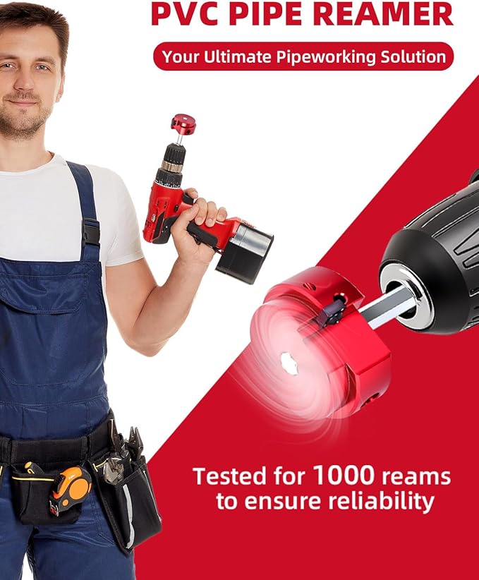 ERAYCO 3/4" PVC Pipe Reamer, Plastic Pipe Fitting Reamer Tool, Fit into Standard 1/2" Drills, PVC Fitting Saver for SCH40 PVC CPVC ABS Pipe