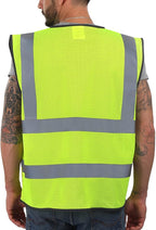 Dib Safety Reflective Vest Mesh, High Visibility Vest with Pockets and Zipper, Construction Work Vest ANSI Class 2, Yellow Mesh 2XL