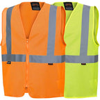 Pioneer Hi Vis Mesh Safety Vest - for Traffic & Public Workers - Cool & Lightweight - Class 2 - Reflective Tape - Orange