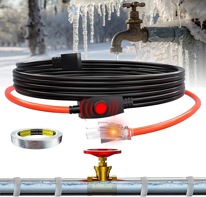 HEATIT Electric Heating Cable 120V Heat Tape for Pipes Automatic Heat Tape Pipe Freeze Protected Heated Cable 18 Feet