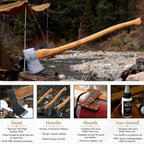 1844 Helko Werk Germany Classic Expedition - 4.5lb Felling Axe - Made in Germany Large Felling Axe for Heavy Duty Felling Trees, Cutting Wood and Timber - Head 4.5lb, Handle 35in. (Expedition) #10497