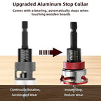 7-Piece Countersink Drill Bit Set with Aluminum Alloy Stop Collar, a Screwdriver Bit, 5 HSS M2 Tapered Bits and a Wrench, 1/4" Hex Shank Countersink Drill Bit for Woodworking