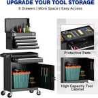 5 Drawer Tools Chest, Tool Cabinet with Universal Lockable Wheels，Tool Box with Detachable Top Box for Workshop(Black)