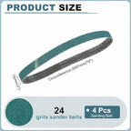 HARFINGTON 3 x 79 Inch Sanding Belts, 4 Pcs 24 Grit Zirconia Abrasive Belt Sander File Belt for Woodworking, Metal Polishing, Knife Sharpener