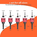 5 Pcs Hex Shank Countersink Drill Bit Set with Low Friction Depth Stop, 1/8" 9/64" 5/32" Drill+3/8” 82° Counter-Bore,11/64" 3/16" Drill+ 1/2" 82° Counter Bore,HSS M2 Tapered Bits