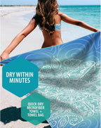 VENTURE 4TH Microfiber Beach Towel: Quick-Dry, Compact, Sand-Free, Absorbent, Sandproof and Lightweight - Perfect for Camping, Beach, and Roadtrips (Blue Mandala Design | 35x78 inches)