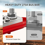 275A Marine Bus Bar 12V Power Distribution Block 2 x 5/16" Terminal Studs and 14 x #8 Screws Positive and Ground Battery BusBar for Automotive Car Boat
