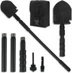 iunio Camping Shovel,Shovel Folding, Portable, Multitool, Foldable Entrenching Tool, Collapsible Spade, for Backpacking, Trenching, Hiking, Survival, Car Emergency
