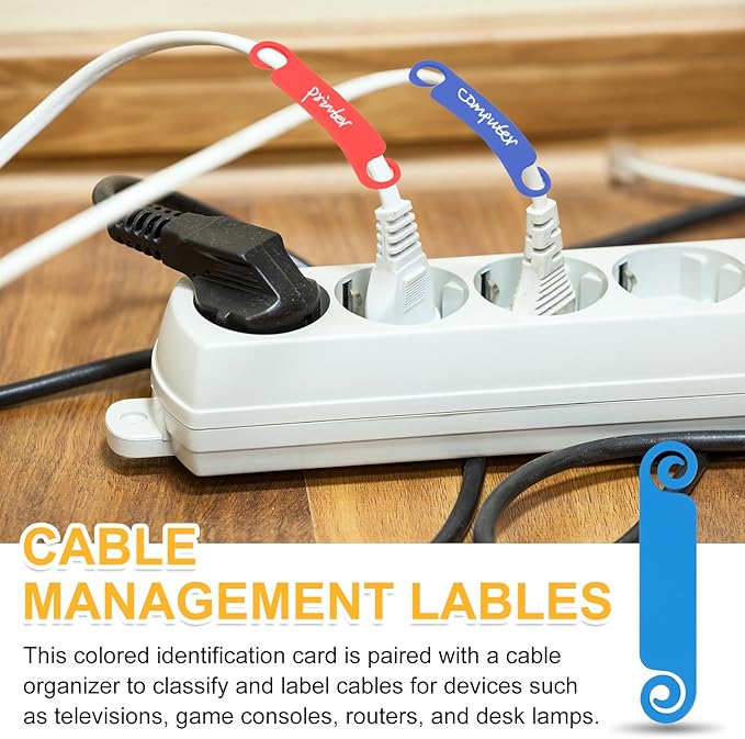 PATIKIL Cable Tags Flexible Cable Management Labels Cord Identification Tags, Wire Cord Markers for USB Computer Phone Charger Power - 20Pcs (Blue)