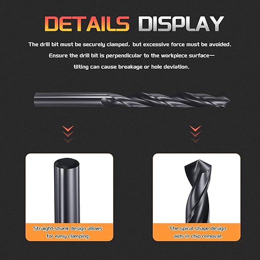 Drill Bit, 9.5mm Cutting Diameter, 4241 HSS Nitriding Black 118° Cutting Angle Versatile Jobber Bits - (Applications: for Drilling Plastic Wood Soft Metal), 10-Pieces