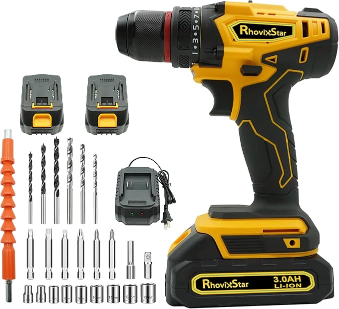 Cordless Drill Set with Battery and Charger, Power Drill Tool Set 20v, 3/8-Inch Keyless Chuck, Variable Speed