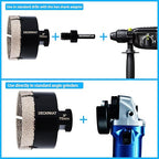 Diamond Hole Saw, 3" Hole Saw for Tiles Granite Marble Ceramic Glass Porcelain, 75mm Core Drill Bit with 5/8-11 Thread and 3/8” Hex Shank Adapter for Angle Grinders & Drills