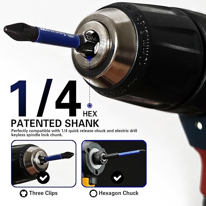 10 Pack Phillips Impact Driver Bits, #1 Phillips Head Magnetic Screwdriver Bits Set, 3.5Inch S2 Alloy Steel Impact Bits, 1/4" Hex Shank Screwdriver Drill Bit, CNC Machined ph1 Impact Drill Bits