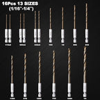 Hex Shank Cobalt Drill Bit Set 16Pcs 1/16"-1/4", M35 HSS Impact Driver Drill Bits for Metal and Hardened Steel, with Indexed Storage Case