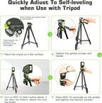 Laser Level with 60in Tripod, Huepar 150°/150Ft Self Leveling Lazer Leveler Tool with Pulse Mode (197Ft), Switchable Green Cross Line for Picture Hanging, Tile, DIY/Construction Project
