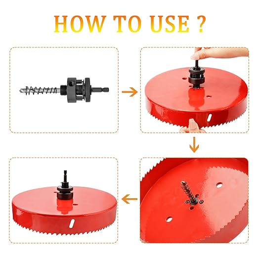 Hole Saw Heavy Duty bit Hex Shank,Hole Saw HSS with Arbor Bi-Metal & Heavy Duty Hole Saw Cutter for Wood Corn Hole Boards Plastic Drywall (φ165)
