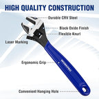 WORKPRO 5-piece Adjustable Wrench Set, 4-Inch & 6-Inch & 8-Inch & 10-Inch & 12-Inch Wrenches, Wide Jaw Black Oxide Wrench, Metric & SAE Scales, Cr-V Steel, for Home, Garage, Workshop