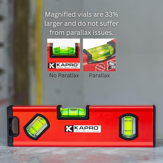 Kapro - 771M TWIN Magnetic Heavy Duty Toolbox Level - For Leveling and Measuring - Features V-Groove and Magnet Base - VPA Certified - 8 Inch