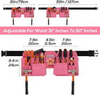 19 Pocket Tool Belts - Gardening Belt with Quick Release Buckle,Adjustable Utility Belt,Work Apron for Men and Women,for Gardening,Electrician,Carpenter,Construction Tool Belt,Gifts (Pink)