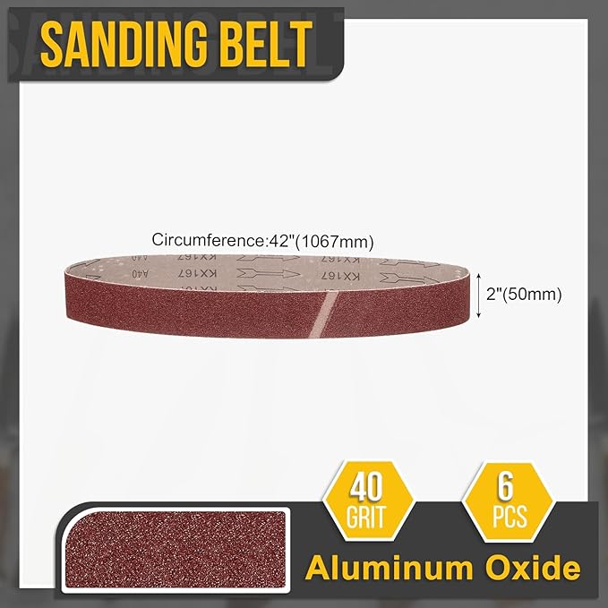 2 x 42 Inch Sanding Belt, 10 Pcs 40 Grit Knife Sharpener Belts Work Sharpening for Belt Sander Knife Carving Tool Metal Working