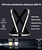 Reflective Strap Safety Vest Gear - 2-10 Pack Adjustable High Visible Reflective Running Gear for Women Men Night