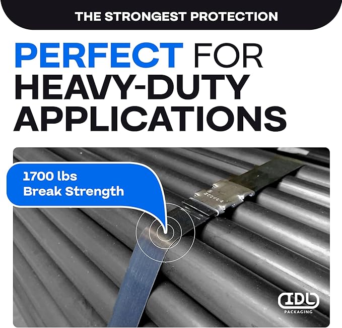 IDL Packaging 3/4" x .020" x 200' Steel Strapping Coil, 1700 lbs Break Strength in Self-Dispensed Сardboard Box - Portable Strong Banding with Superior Cut-Resistance (Pack of 3)