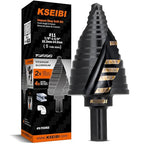 KSEIBI 5 Steps 7/8-1-3/8 inch SAE Standard Industrial Grade Step Drill Bit 3 Flat Shank, 575082 High-Speed Steel Metal Drill Bits Black Oxide M2 Material