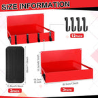 3 Pack Magnetic Garage Organizer Spice Rack for Refrigerator - 20 lb Capacity Shelf Hanging Heavy Duty Fridge Side for Organize Garage Tools, Red