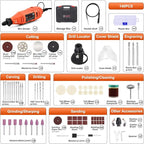 GOXAWEE Rotary Tool Kit with Keyless Drill Chuck and Flex Shaft, Variable Speed Electric Multiuse Tool & 140 Accessories for Cutting, Drilling, Engraving, Grinding, Sanding, Polishing, Crafts, and DIY