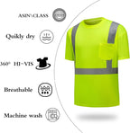 High Visibility Shirts Quick Dry Safety T Shirts with Reflective Strips and Pocket Short Sleeve Mesh Hi Vis Construction Work Class 2 Shirt for Men/Women Lime,6XL