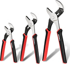 ARROW 3-Piece Groove Joint Pliers, 8", 10" & 12" Adjustable Water Pump Pliers with TPR Handle, High Carbon Steel Tongue and Groove Plier for Plumbing, Automotive and Household Repairs