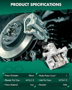 SCITOO Rear Left Brake Caliper With Bracket 19B6650 Compatible For Audi For A3 2010-2012,For Volkswagen For Type 1 2013-2019,For Volkswagen For Golf 2011,For Volkswagen For Jetta 2012-2018