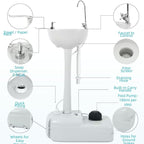 YITAMOTOR Dual Use Portable Sink 17L Camping Hand Washing Station with Towel Holder, Soap Dispenser, Foot Operated, Hand Wash Basin Station for Worksites, Camping, Travel, Boat, Gathering, Garden