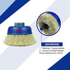 SALI 12 Pack Wire Cup Brush, 3 Inch Coarse Crimped Cup Brush for Grinders, with 5/8 Inch Arbor for Heavy Cleaning Rust, Stripping and Abrasive, for Angle Grinder