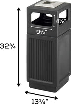 Safco Canmeleon Trash Can, Indoor and Outdoor Use, Durable & Weather-Resistant Commercial Garbage Can with Ashtray, Black